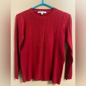 Red Long Sleeve Studded Top
